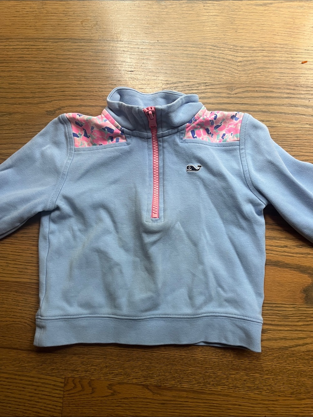 Vineyard Vines Light Blue Quarter-Zip Pullover with Pink Accents